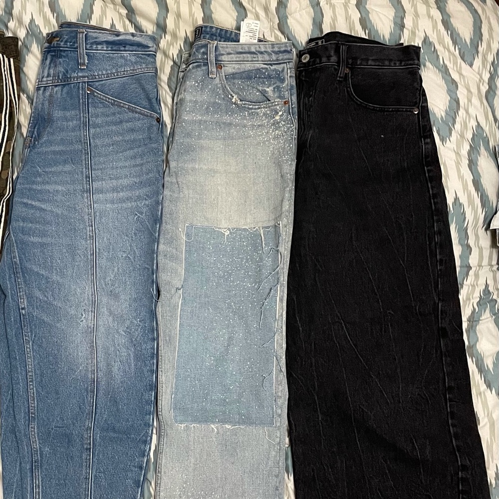 Lot of 3 Abercrombie Mom Jeans Straight Wide 32P